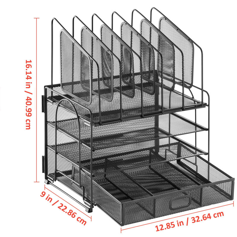 Leadley Metal Desk Organiser, Black