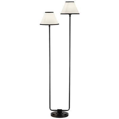 58.26" Matte Black Twin-Head Floor Lamp