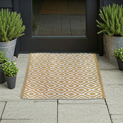 Tapis diamant tissé à la main or