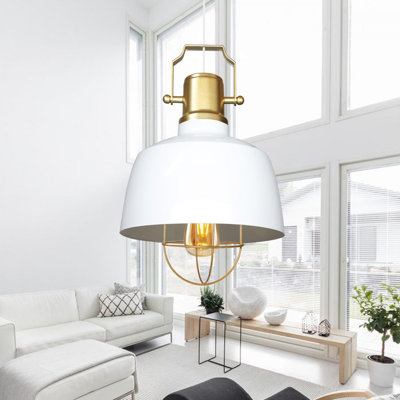 Élégant lustre en métal blanc de 47,2 po x 13,4 po | Fabrication 100% en métal durable, douille E27 de 40 W maximum | Parfait pour la salle à manger, le salon et le vestibule, design élégant et moderne, hauteur réglable jusqu'à 47,2 pouces