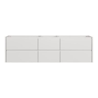 Ariel West 72 Inch Wall-Mounted Double Sink Base Cabinet in Warm White