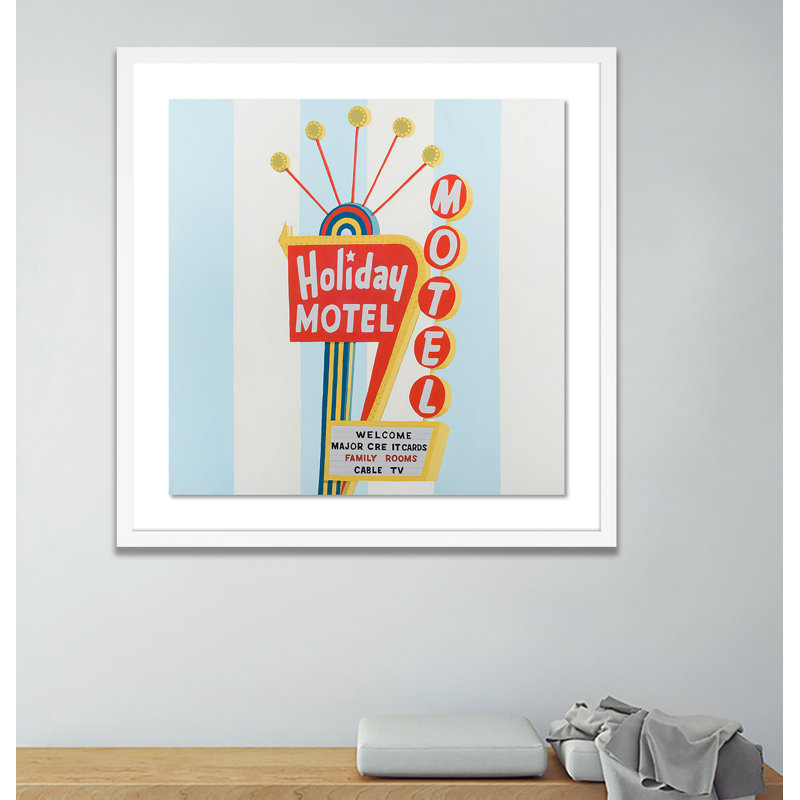 Holiday Motel Print by Erica Hauser, White