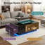 47.2" LED Coffee Table with Storage, Lift Top Coffee Table with Drawer& Hidden Compartment, High Gloss Smart Coffee Table with Wireless Charging, Bluetooth Speaker & USB Ports for Living Room, Black