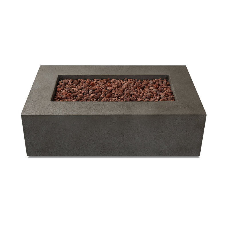 BALTIC Concrete Fire Pit Table with Lid, Glacier Gray, Propane, 15.75" H x 50.5" W x 32.5" D