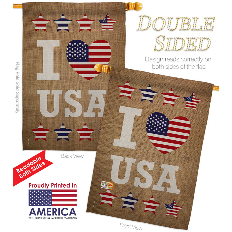 Double Sided 40'' H x 28'' W Polyester Independence Day Flag Set