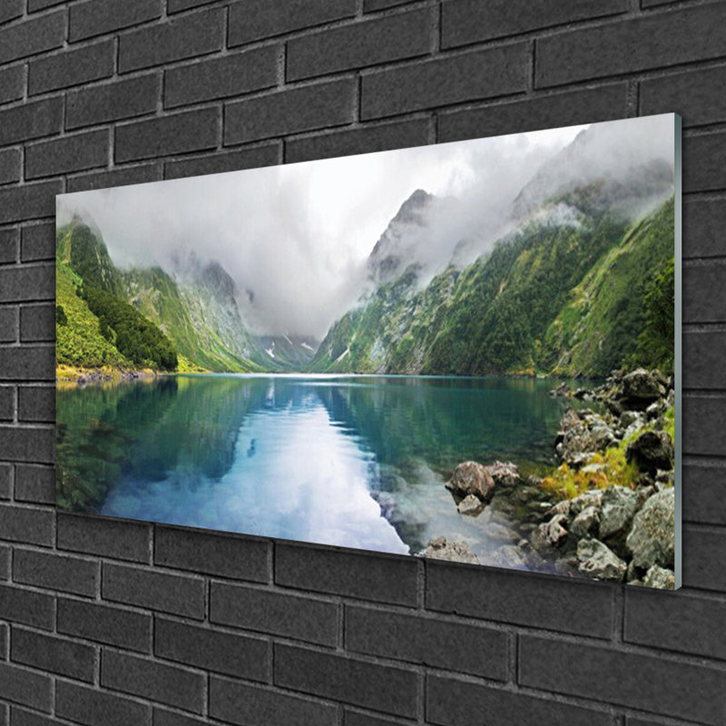 Landscape Mountain Lake - No Frame Print on Glass