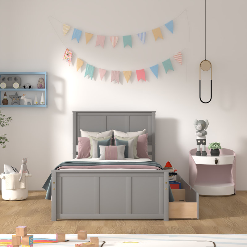 Lit plateforme simple avec rangement Floe, gris