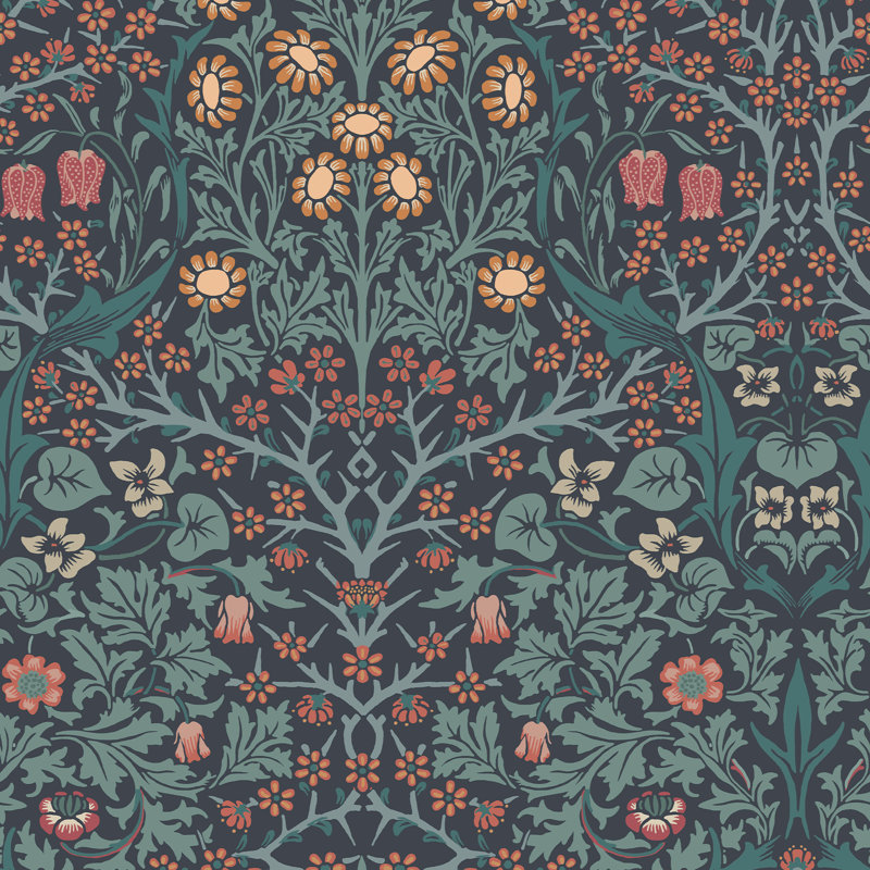 Floral Double Roll, Navy