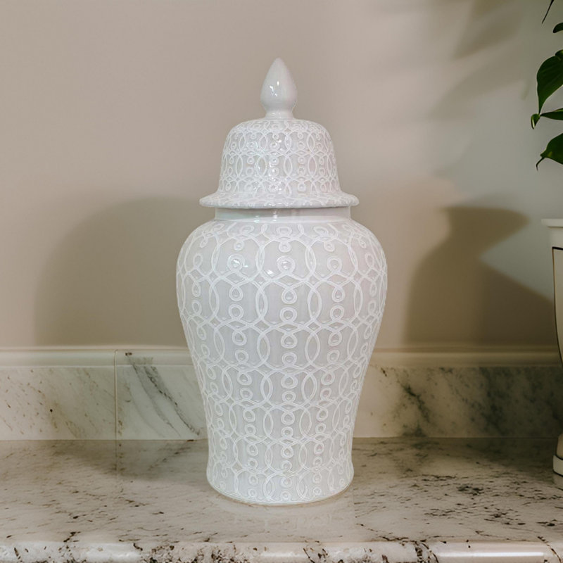Charito Jar, White, 33'' H x 16'' W x 16'' D
