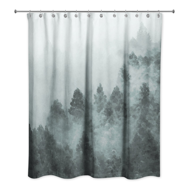 Rideau de douche simple Kimoralee, Bleu