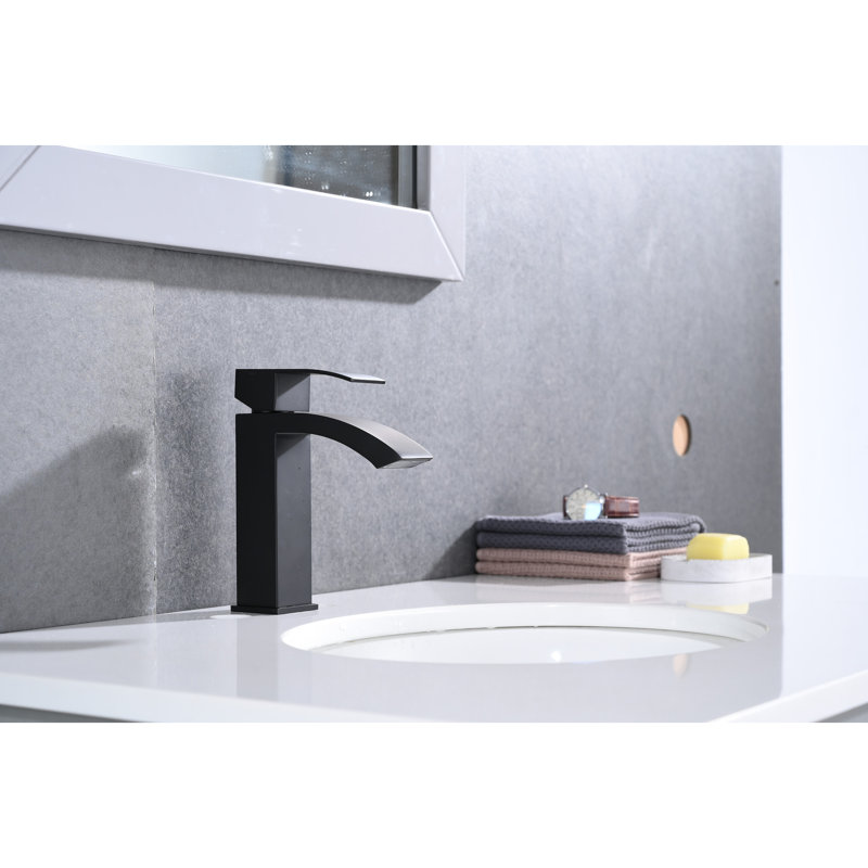 Robinet de lavabo pour salle de bain Waterfall, Noir mat