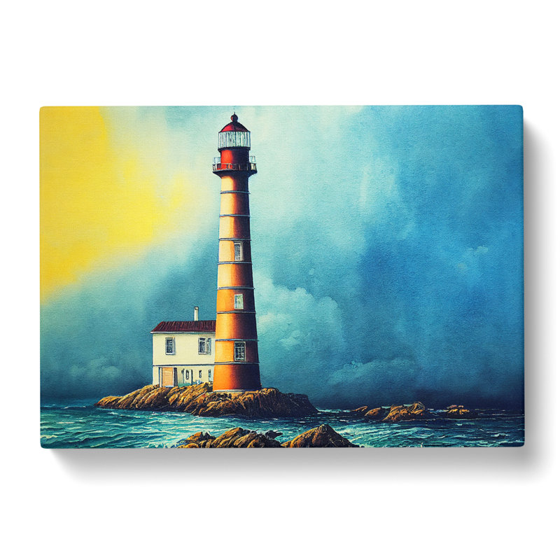 Lighthouse Watercolour Vol.5 - Wrapped Canvas, 50cm H x 76cm W x 3cm D