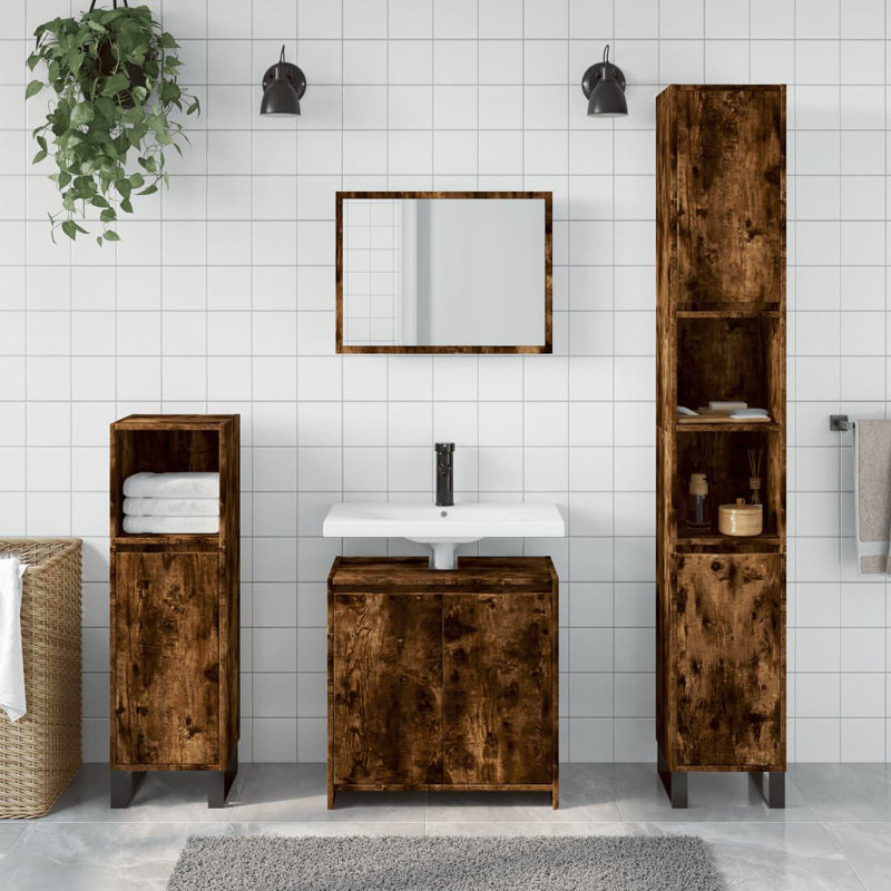 Dorlan 60cm Bathroom Vanity Base Only, Smoked Oak