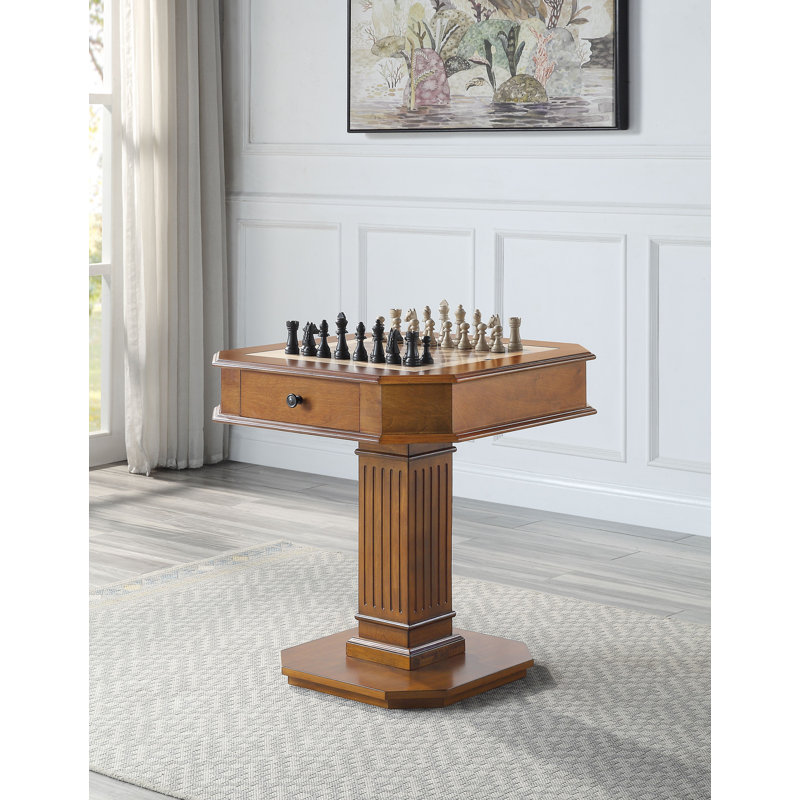 Table multi-jeux à 2 tiroirs en noyer