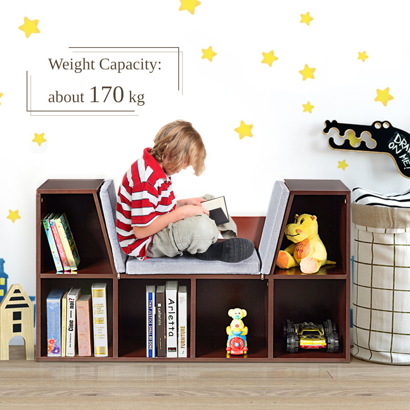 Neemias 63cm H x 102cm W Geometric Bookcase, Brown