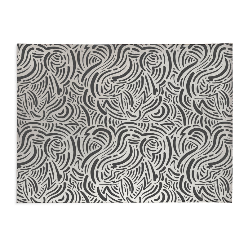 Tapis de cuisine Cozy Swirl, Ivoire/gris anthracite, Rectangulaire 2 pi x 3 pi