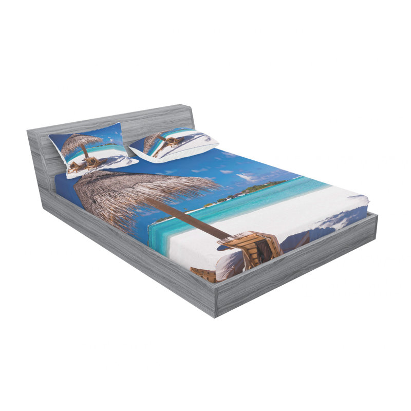 Ensemble de draps Island Caribbean Honeymoon Beach, Ensemble de drap pour grand lit avec drap-housse