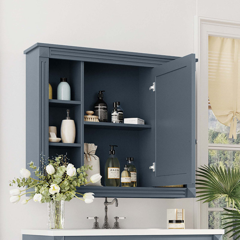 Armoire de rangement murale de salle de bain 35 po x 28 po, Bleu