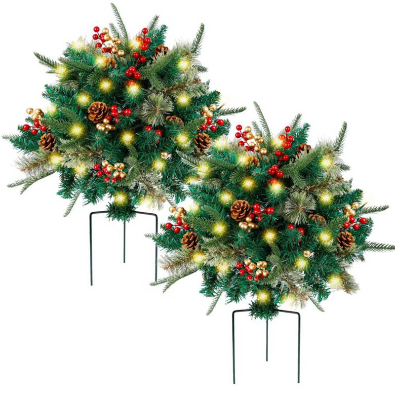 2 pièces d'arbre de Noël avec arbre de plage décorations de Noël avec 30 lumières DEL et décoration, sans piles, 2