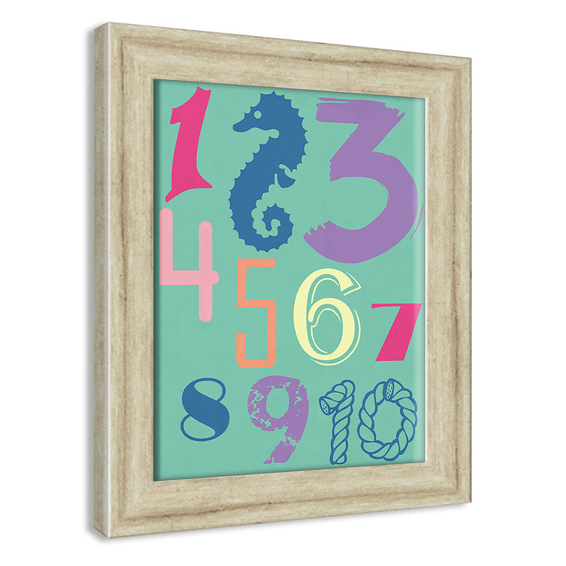 Décoration murale 123 pour enfants, H 12 po x l 10 po x P 0,63 po, Encadrement beige