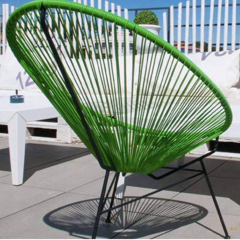 Chaise Acapulco, Vert foncé / cadre noir