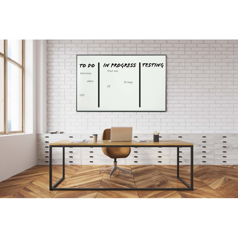 Tableau blanc mural, Blanc très luisant, Aluminium thermolaqué noir, H 1 pi 6 po x l 2 pi