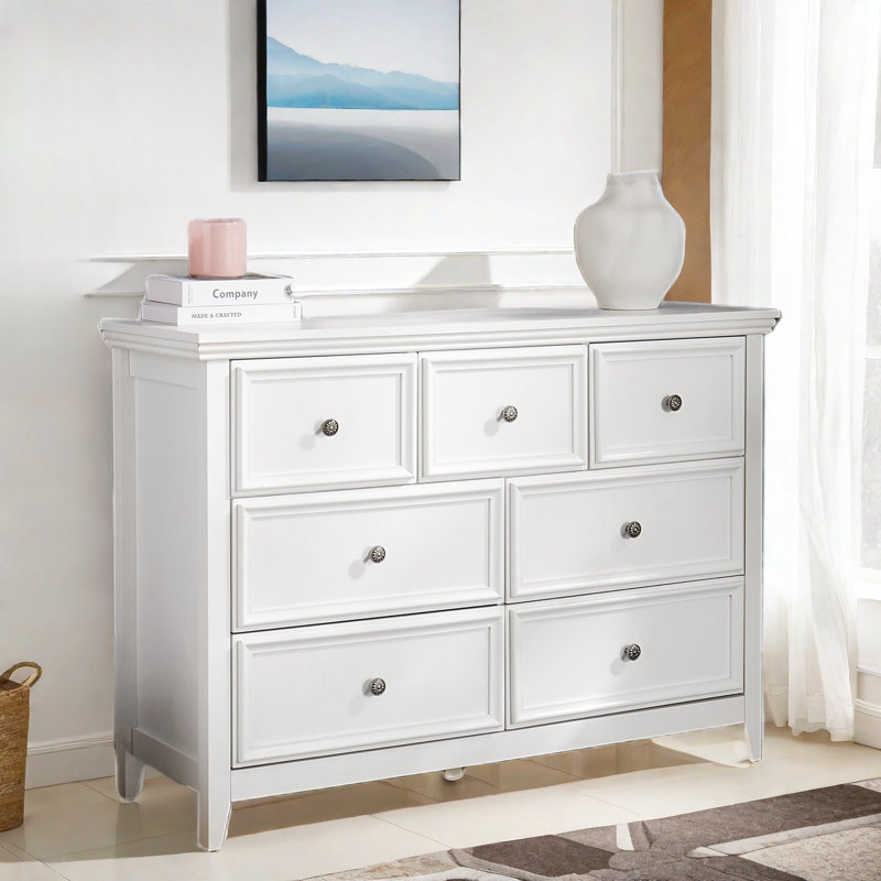 Kattan 7-Drawer Dresser with Metal Handles, White