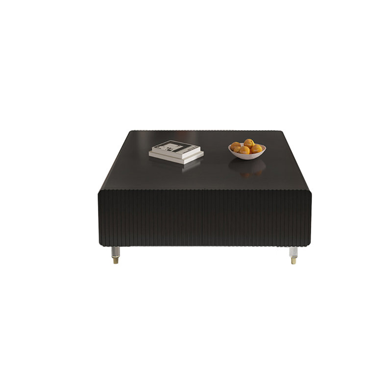 Table basse moderne en bois avec tiroirs fermés, H 16,53 po x L 39,37 po x l 39,37 po, Noir