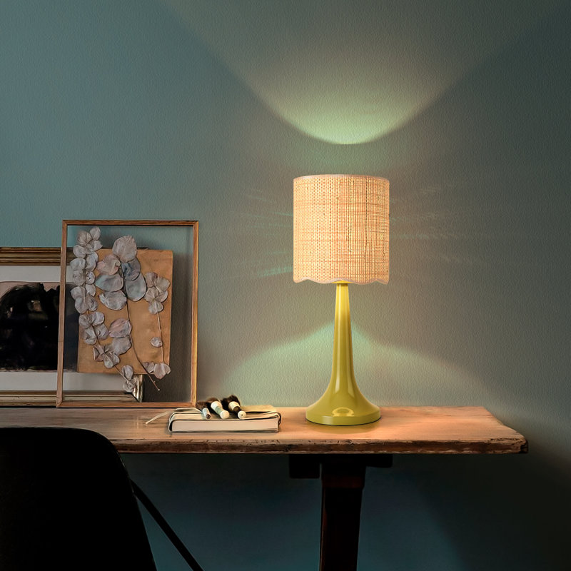 Rattan Small Table Lamp, Green