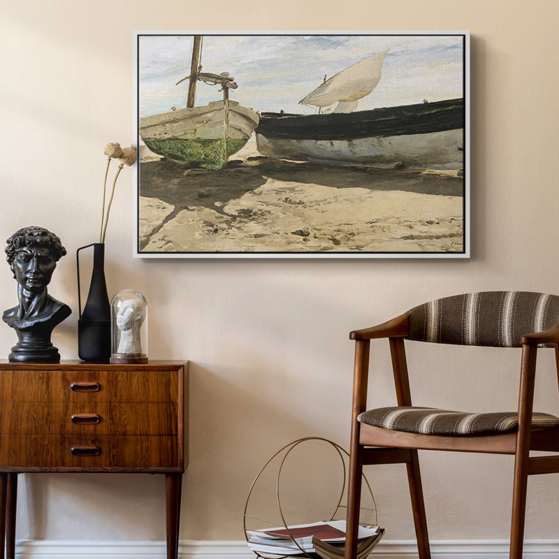 «Vintage Nautical Print-XXVI» sur toile, H 25 po x l 37 po, Toile encadrée flottée blanche