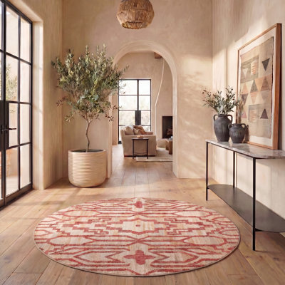 Tapis brun / rouge en jute / sisal tissé à plat Auben Southwestern