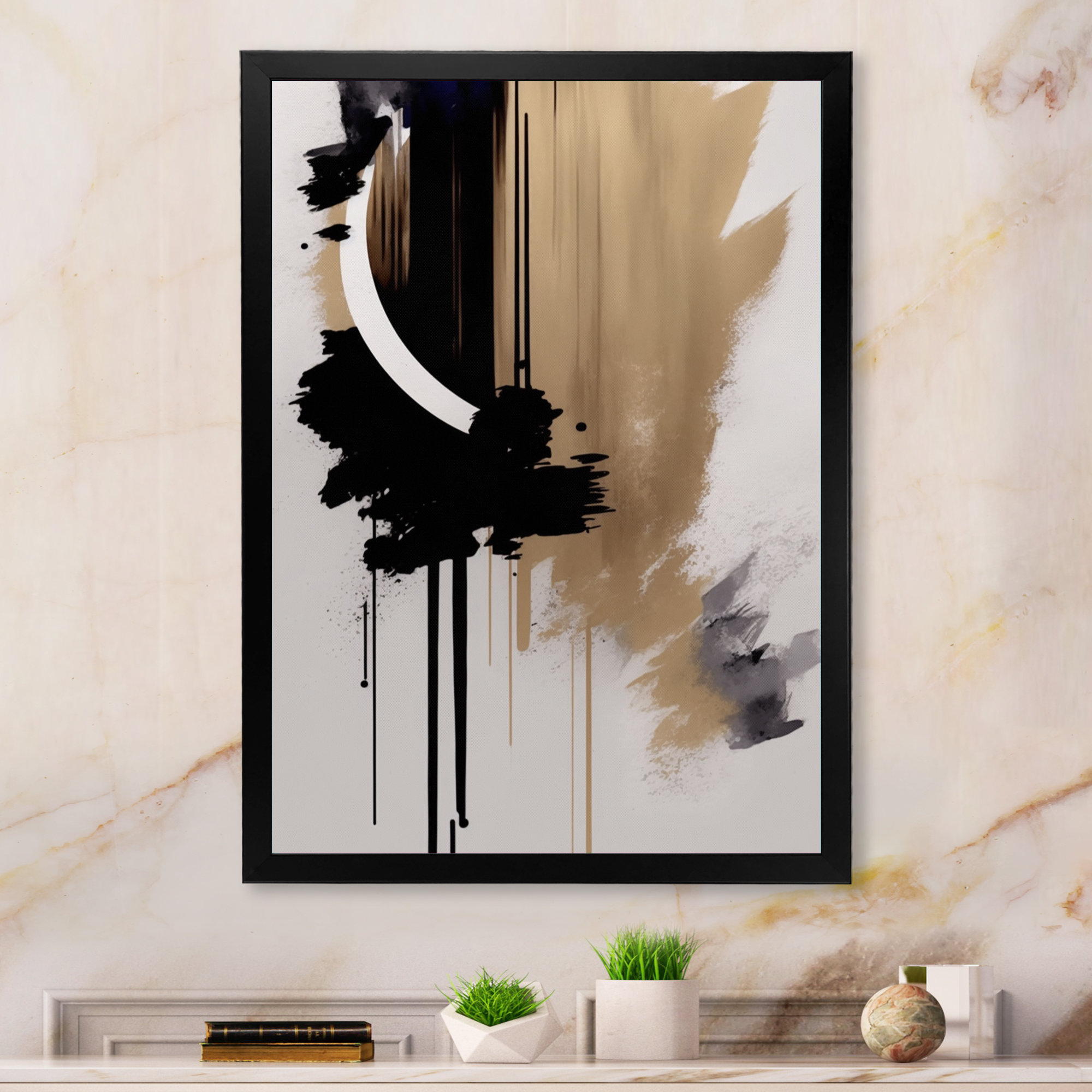 Ivy Bronx Black, White And Gold Expression III On Canvas Print ...