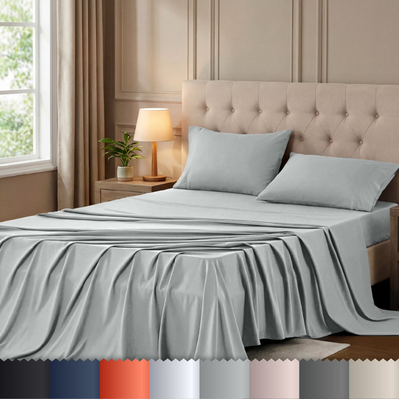 Beddora 4 Piece Bed Sheet Set Queen Northern Droplet – Ultra Soft Double Microfiber, Deep Pocket Fitted Sheet, Wrinkle & Fade Resistant, Hotel Quality Bedding, Breathable & Durable