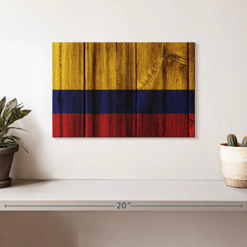 Drapeau de la Colombie en bois, H 8 po x l 12 po