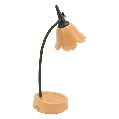 Lampe de bureau 3W à DEL tactile avec 3 vitesses et intensité variable pliable pour table de bureau USB 5V orange