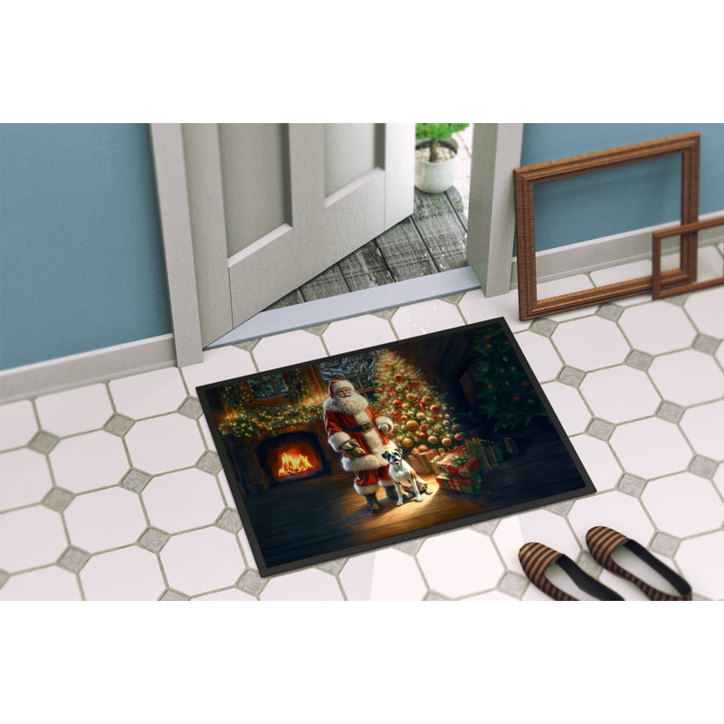 Paillasson Boxer and Santa Claus, L 24 po x L 36 po