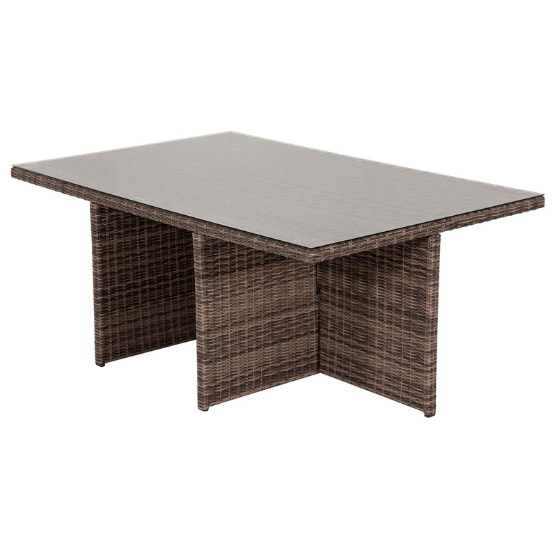 Wren 4 - Person Patio Dining Set with Rectangular Table , Cushions Included, Truffle/Champagne