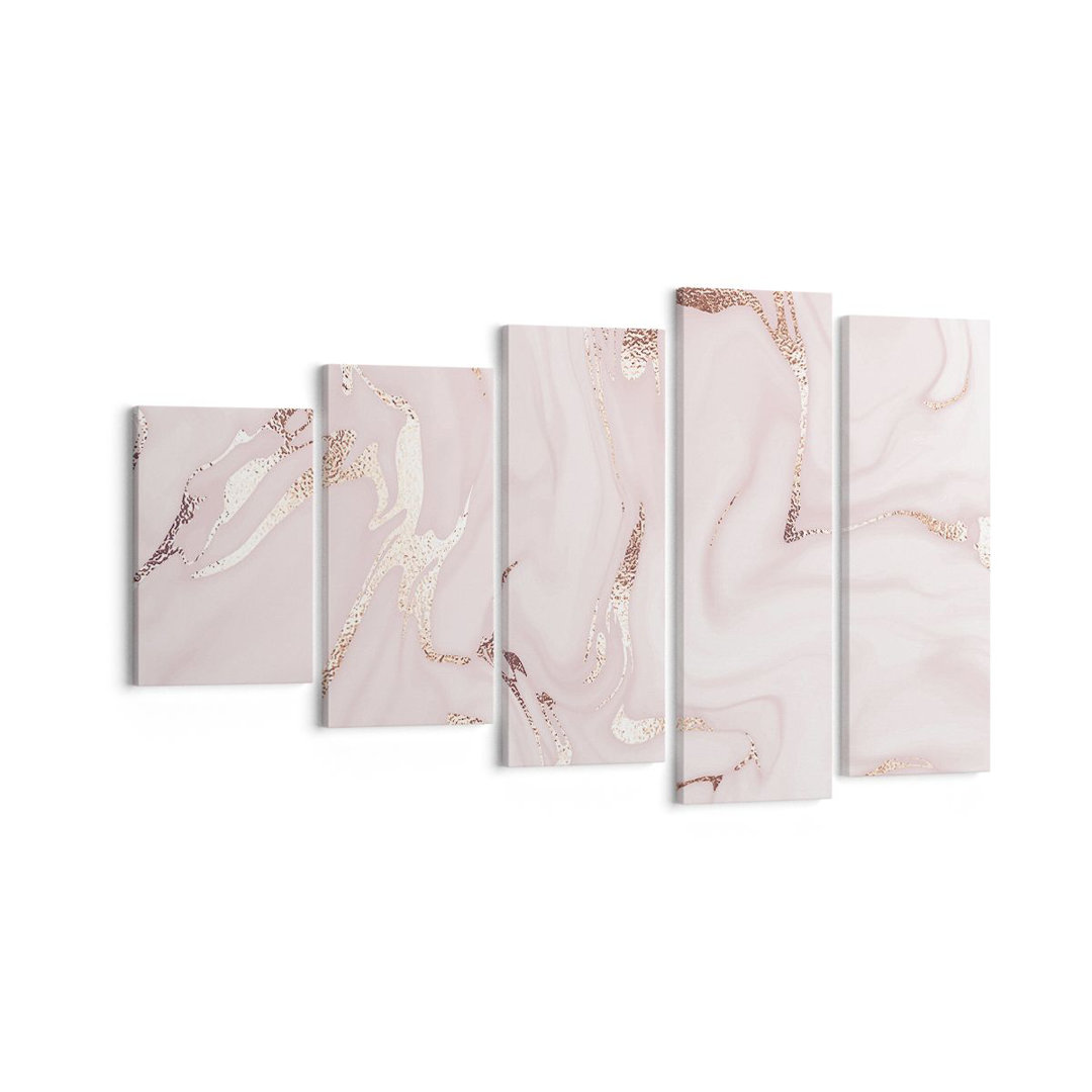 5-tlg. Leinwandbilder-Set Pink Marble Spilled