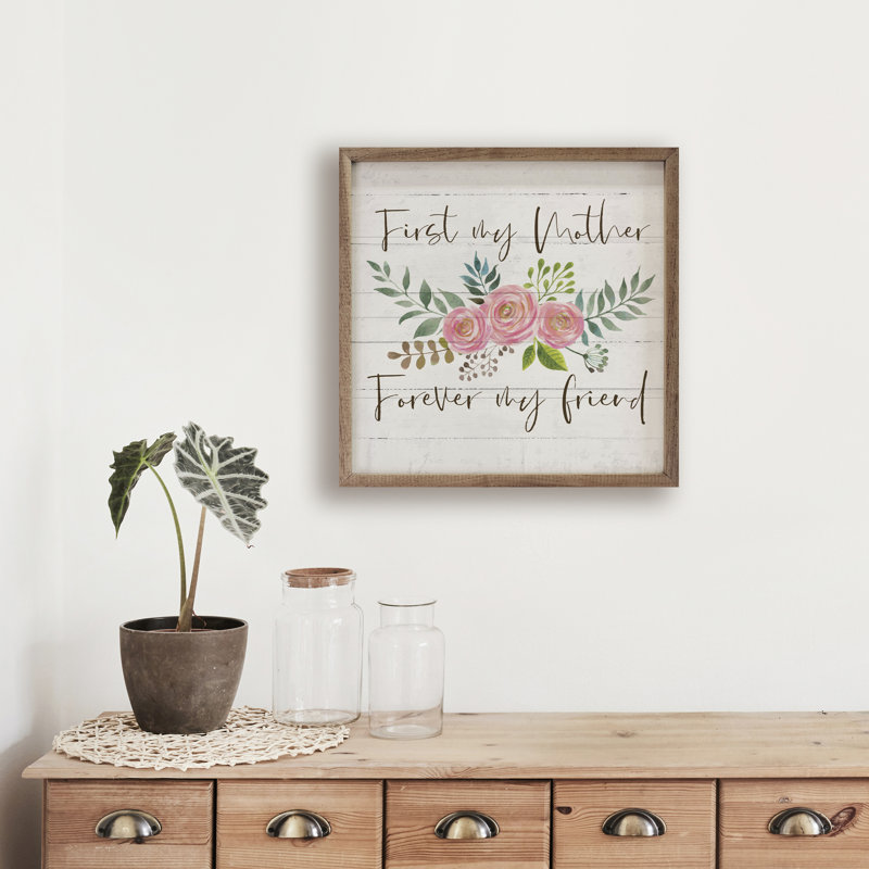 «First My Mother Flower», blanc délavé, L 16 po x H 16 po
