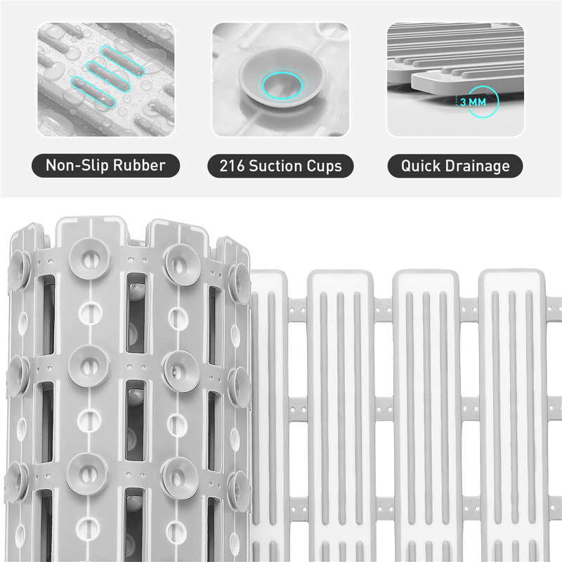 Grainger Plastic / Acrylic Non-Slip Shower Mat, Grey