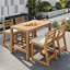 Ensemble de bar de patio 5 pièces, table de patio et chaises avec design ergonomique, plateau à lattes en bois massif pour les espaces extérieurs-129948112