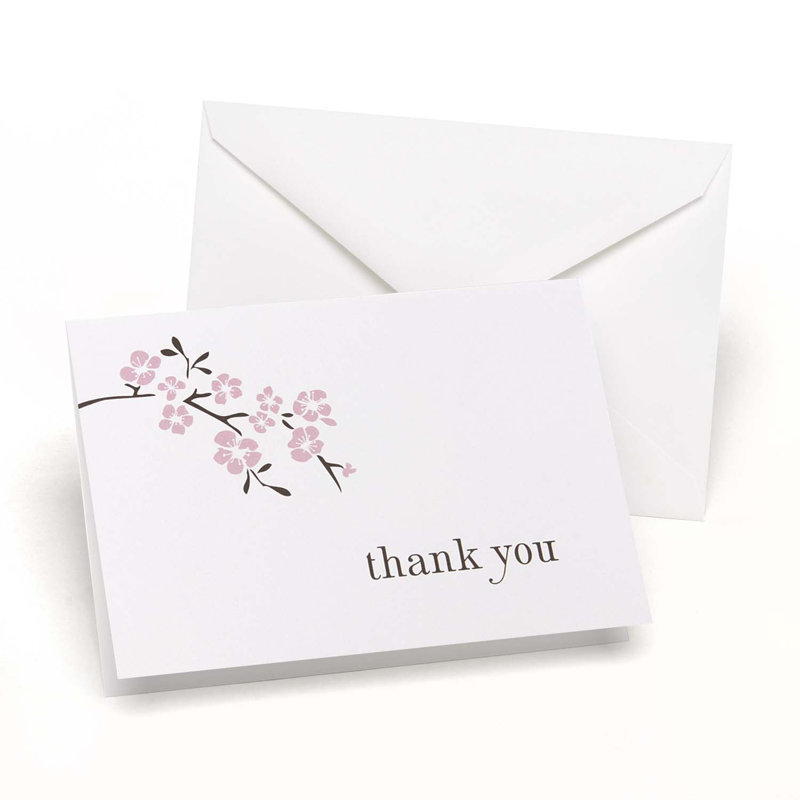 Cartes remerciements à fleurs cerises