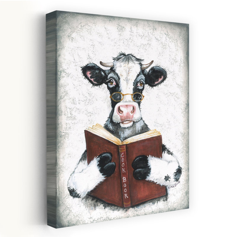 Udderly Tasty Recipes - Art contemporain de lecture d'animaux de vache, H 48 po x l 32 po