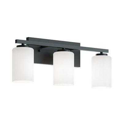 AFX LEOV2209MBBK Leo 22" 3-Light Vanity With Frosted Glass, Medium Base, Black