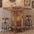 39.4" H Bar Height Table, Square High Bistro Pub Cocktail Table with Metal Footrest, Rustic Brown-1978217157