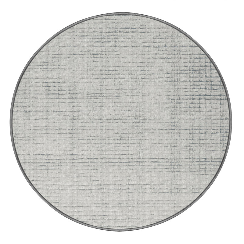 Machine Washable Abstract Gray Area Rug, Round 6'
