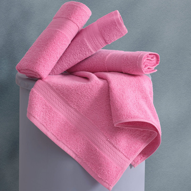 4-Pack Quick-Dry 100% Turkish Cotton Hand Towel Set for Bathroom, 16x30 Inches, Pink