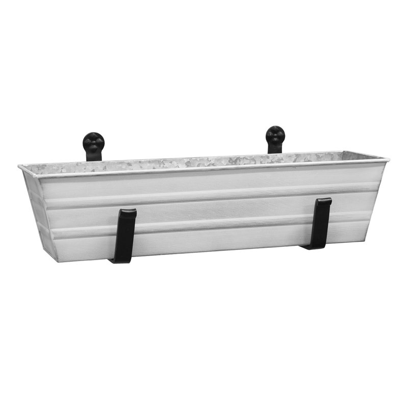 Dynamism Metal Window Box Planter, White