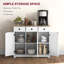 Buffet de comptoir en bois massif, armoire de cuisine moderne avec 3 tiroirs, portes et tablette réglable, finition vieillie