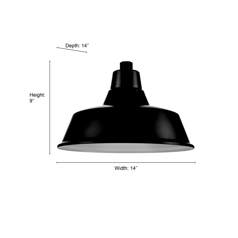 Abat-jour d'entrepôt classique 1 lumière Kaden - noir satiné, Satin Black